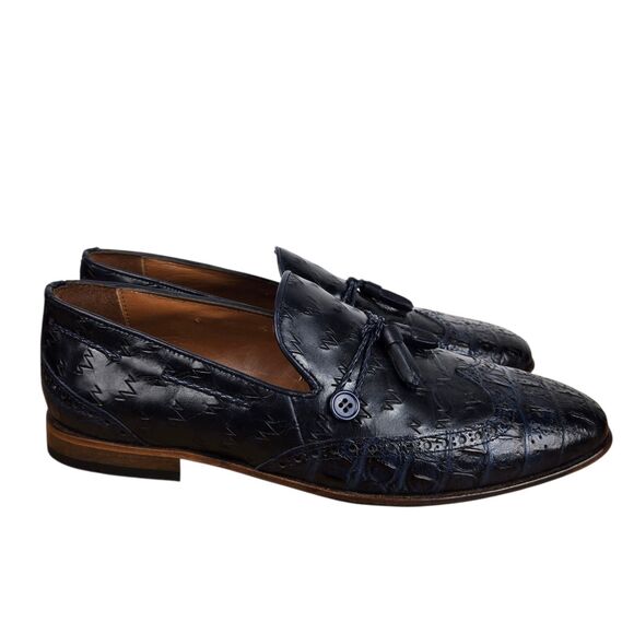The Istanbul Navy Blue Leather Tassel Loafer Shoe Sz 44 US 10.5 - 11 Leather main image 7
